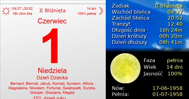 1 Czerwca 1958 - Dzień Dziecka. Kartka z Kalendarza