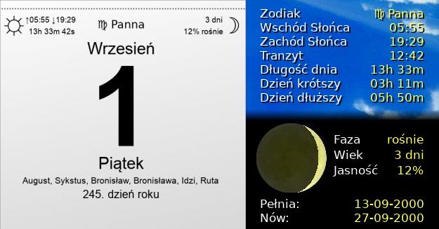 1 Września 2000 - Piątek. Kartka z Kalendarza