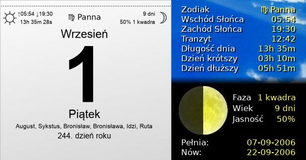 1 Września 2006 - Piątek. Kartka z Kalendarza