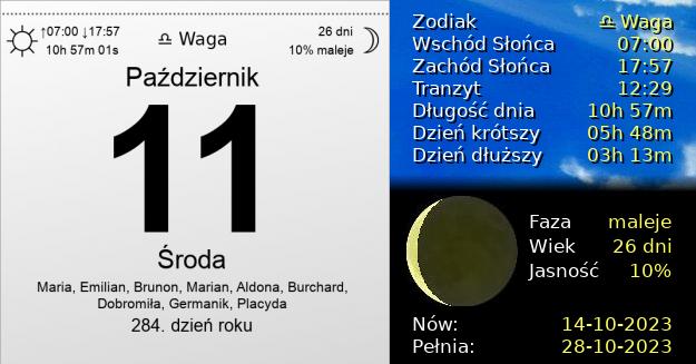 11 Października 2023 - Środa. Kartka z Kalendarza