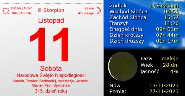 11 Listopada 2023 - Narodowe Święto Niepodległości. Kartka z Kalendarza