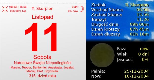 11 Listopada 2034 - Narodowe Święto Niepodległości. Kartka z Kalendarza