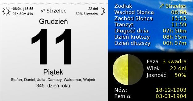 11 Grudnia 1903 - Piątek. Kartka z Kalendarza