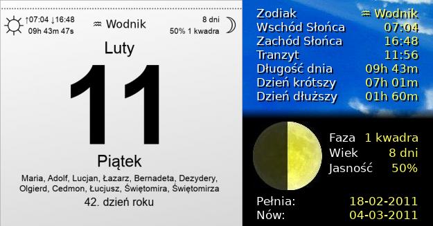 11 Lutego 2011 - Piątek. Kartka z Kalendarza