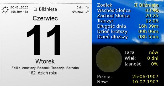 11 Czerwca 1907 - Wtorek. Kartka z Kalendarza