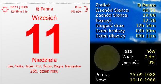 11 Września 1988 - Niedziela. Kartka z Kalendarza