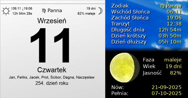 11 Września 2025 - Czwartek. Kartka z Kalendarza