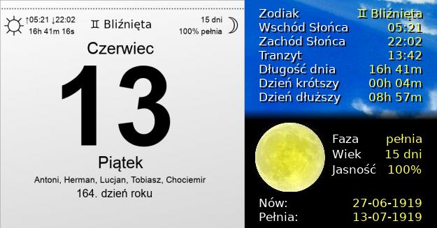 13 Czerwca 1919 - Piątek Trzynastego. Kartka z Kalendarza
