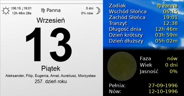 13 Września 1996 - Piątek Trzynastego. Kartka z Kalendarza