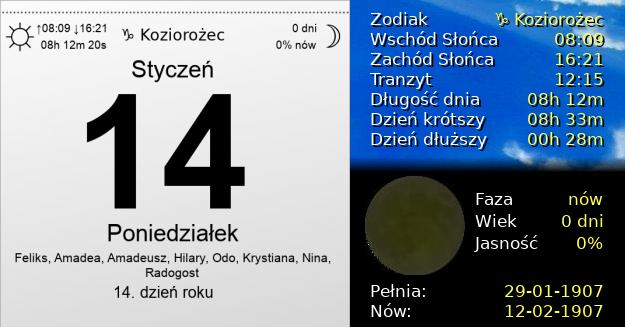 14 Stycznia 1907 - Prawosławny Nowy Rok. Kartka z Kalendarza