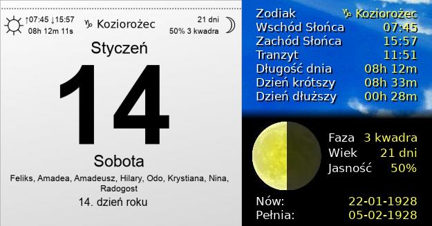 14 Stycznia 1928 - Prawosławny Nowy Rok. Kartka z Kalendarza