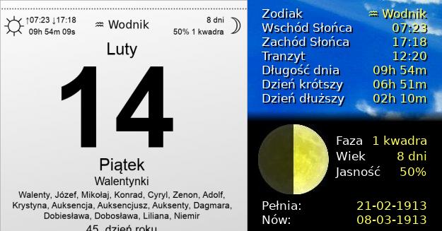 14 Lutego 1913 - Walentynki. Kartka z Kalendarza