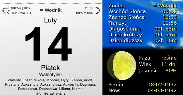 14 Lutego 1992 - Walentynki. Kartka z Kalendarza