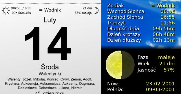 14 Lutego 2001 - Walentynki. Kartka z Kalendarza