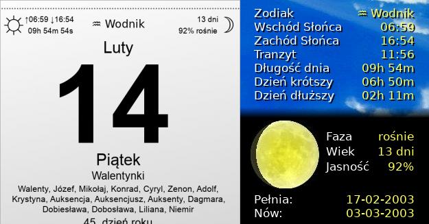 14 Lutego 2003 - Walentynki. Kartka z Kalendarza