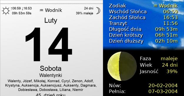 14 Lutego 2004 - Walentynki. Kartka z Kalendarza