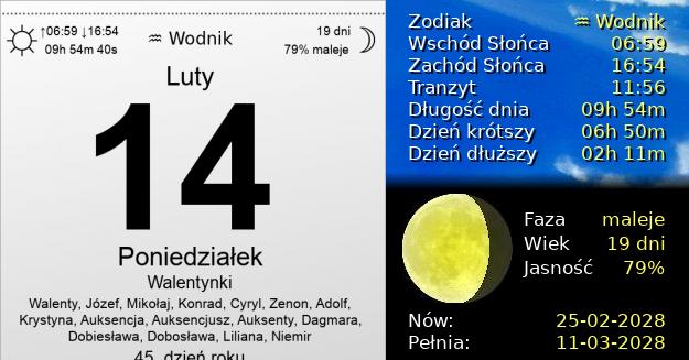 14 Lutego 2028 - Walentynki. Kartka z Kalendarza