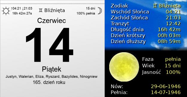 14 Czerwca 1946 - Piątek. Kartka z Kalendarza