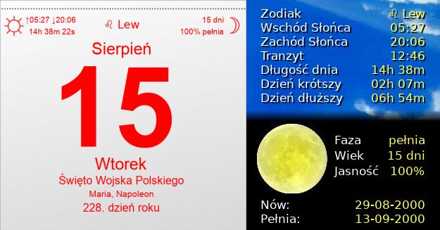 15 Sierpnia 2000 - Święto Wojska Polskiego. Kartka z Kalendarza