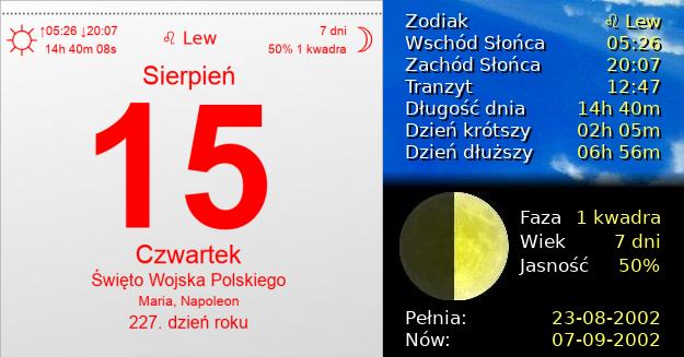 15 Sierpnia 2002 - Święto Wojska Polskiego. Kartka z Kalendarza