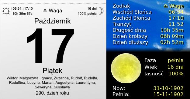 17 Października 1902 - Piątek. Kartka z Kalendarza