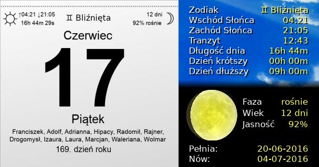 17 Czerwca 2016 - Piątek. Kartka z Kalendarza