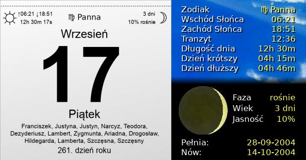 17 Września 2004 - Piątek. Kartka z Kalendarza