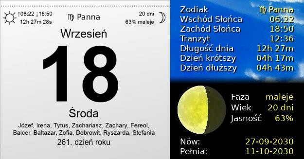 18 Września 2030 - Środa. Kartka z Kalendarza