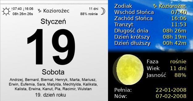 19 Stycznia 2008 - Sobota. Kartka z Kalendarza