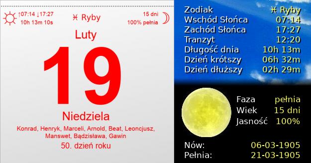 19 Lutego 1905 - Niedziela. Kartka z Kalendarza
