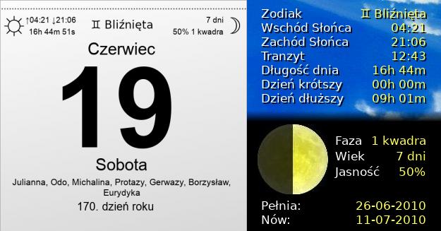 19 Czerwca 2010 - Sobota. Kartka z Kalendarza