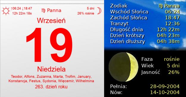 19 Września 2004 - Niedziela. Kartka z Kalendarza