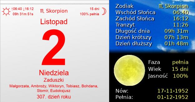 2 Listopada 1952 - Zaduszki. Kartka z Kalendarza
