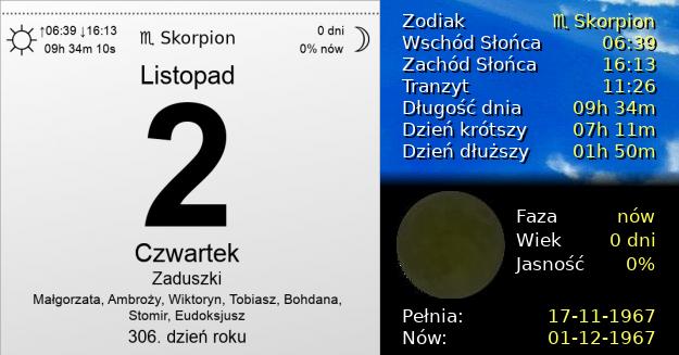 2 Listopada 1967 - Zaduszki. Kartka z Kalendarza