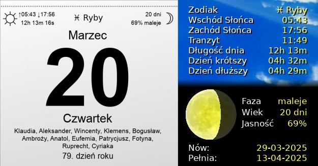 20 Marca 2025 - Dzień bez Mięsa. Kartka z Kalendarza