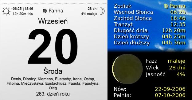 20 Września 2006 - Środa. Kartka z Kalendarza