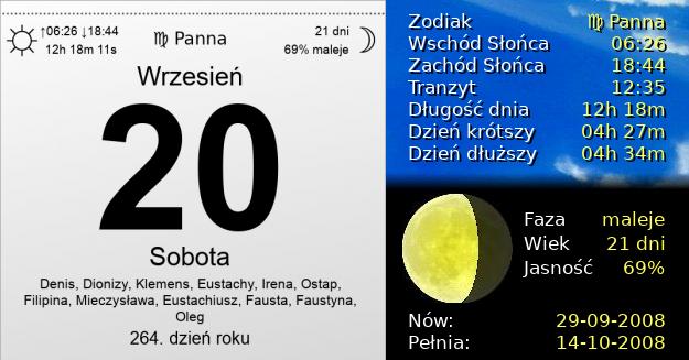 20 Września 2008 - Sobota. Kartka z Kalendarza