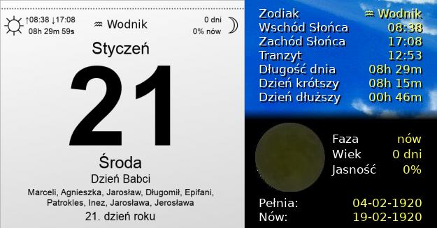 21 Stycznia 1920 - Dzień Babci. Kartka z Kalendarza