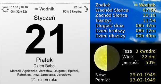 21 Stycznia 1949 - Dzień Babci. Kartka z Kalendarza