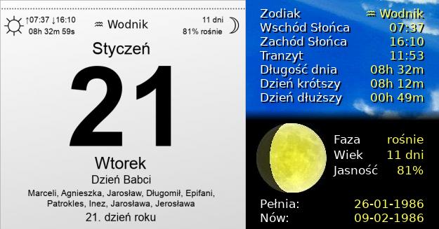 21 Stycznia 1986 - Dzień Babci. Kartka z Kalendarza