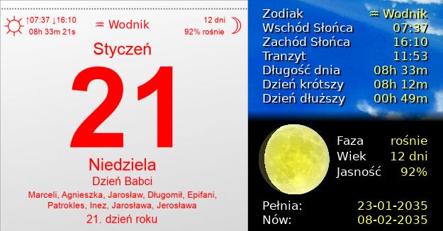 21 Stycznia 2035 - Dzień Babci. Kartka z Kalendarza