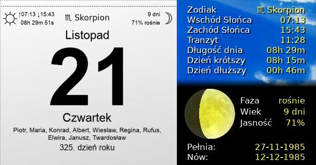 21 Listopada 1985 - Święto Wina. Kartka z Kalendarza