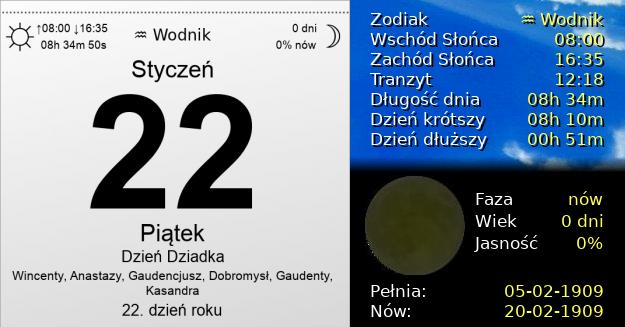 22 Stycznia 1909 - Dzień Dziadka. Kartka z Kalendarza