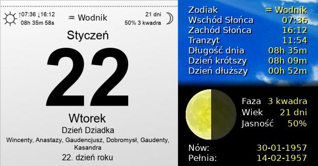 22 Stycznia 1957 - Dzień Dziadka. Kartka z Kalendarza