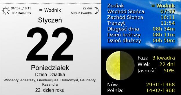 22 Stycznia 1968 - Dzień Dziadka. Kartka z Kalendarza