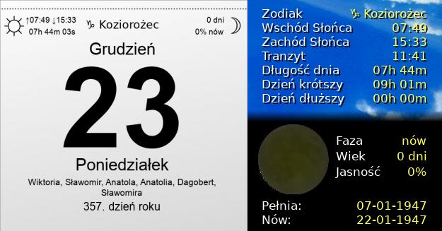 23 Grudnia 1946 - Poniedziałek. Kartka z Kalendarza