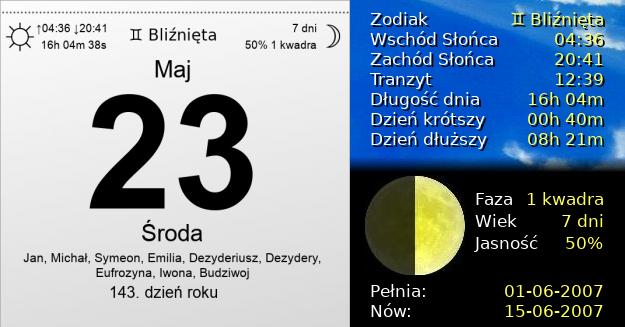 23 Maja 2007 - Środa. Kartka z Kalendarza