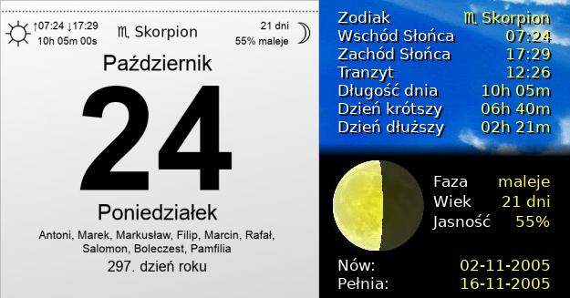 24 Października 2005 - Poniedziałek. Kartka z Kalendarza