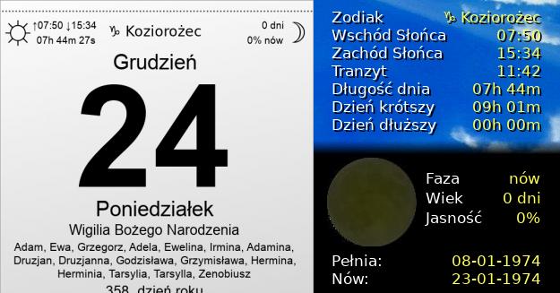 24 Grudnia 1973 - Wigilia Bożego Narodzenia. Kartka z Kalendarza