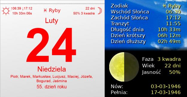 24 Lutego 1946 - Niedziela. Kartka z Kalendarza